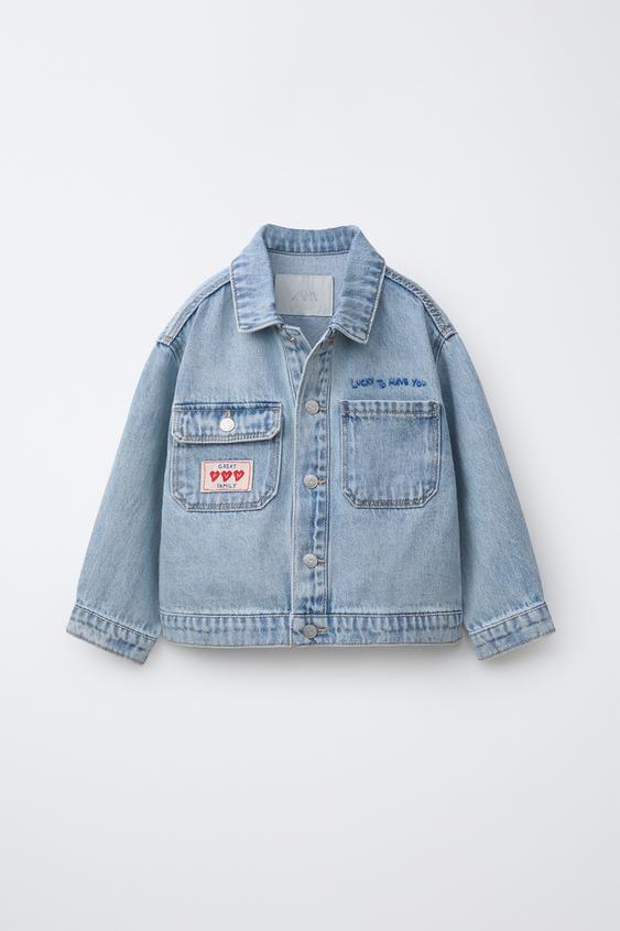 EMBROIDERED HEART DENIM JACKET - Light blue by Zara - Image 0