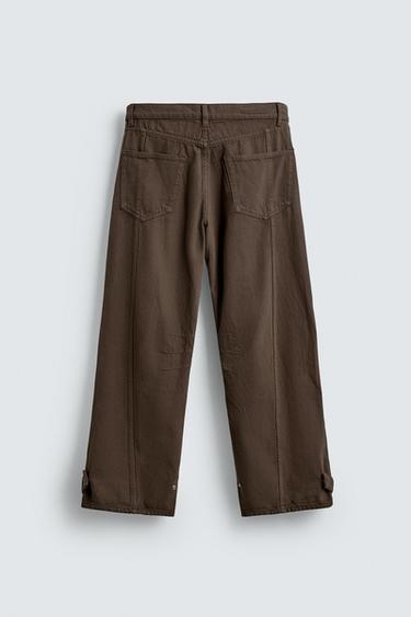 PANTALON CARGO EN DENIM À POCHES - Marron de Zara - Image 7