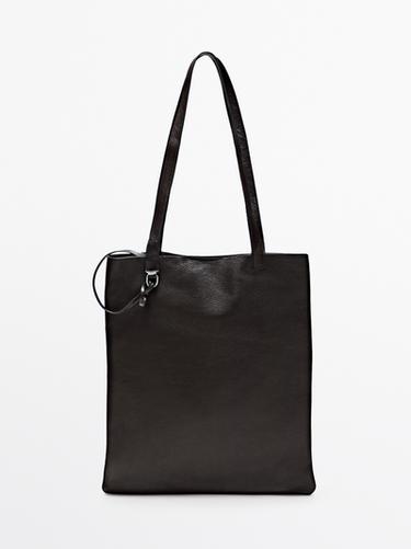Tote bag avec détail pochette en cuir nappa - Marron de Zara - Image 0