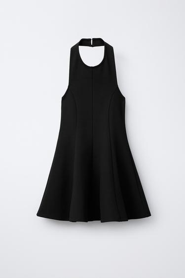 Zara KNIT HALTER DRESS - Black