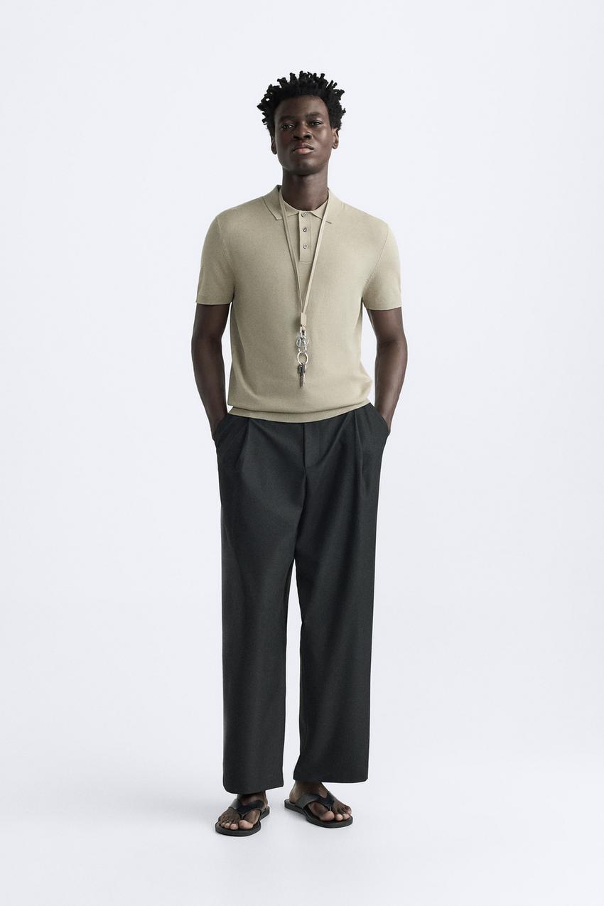 STRICK-POLOSHIRT AUS VISKOSEMISCHGEWEBE - Hellgrün | ZARA  