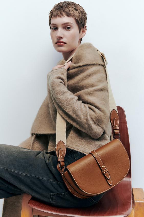 CROSSBODY BAG WITH FLAP Dark tan ZARA South Africa