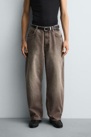 Zara BAGGY FIT JEANS - Brown