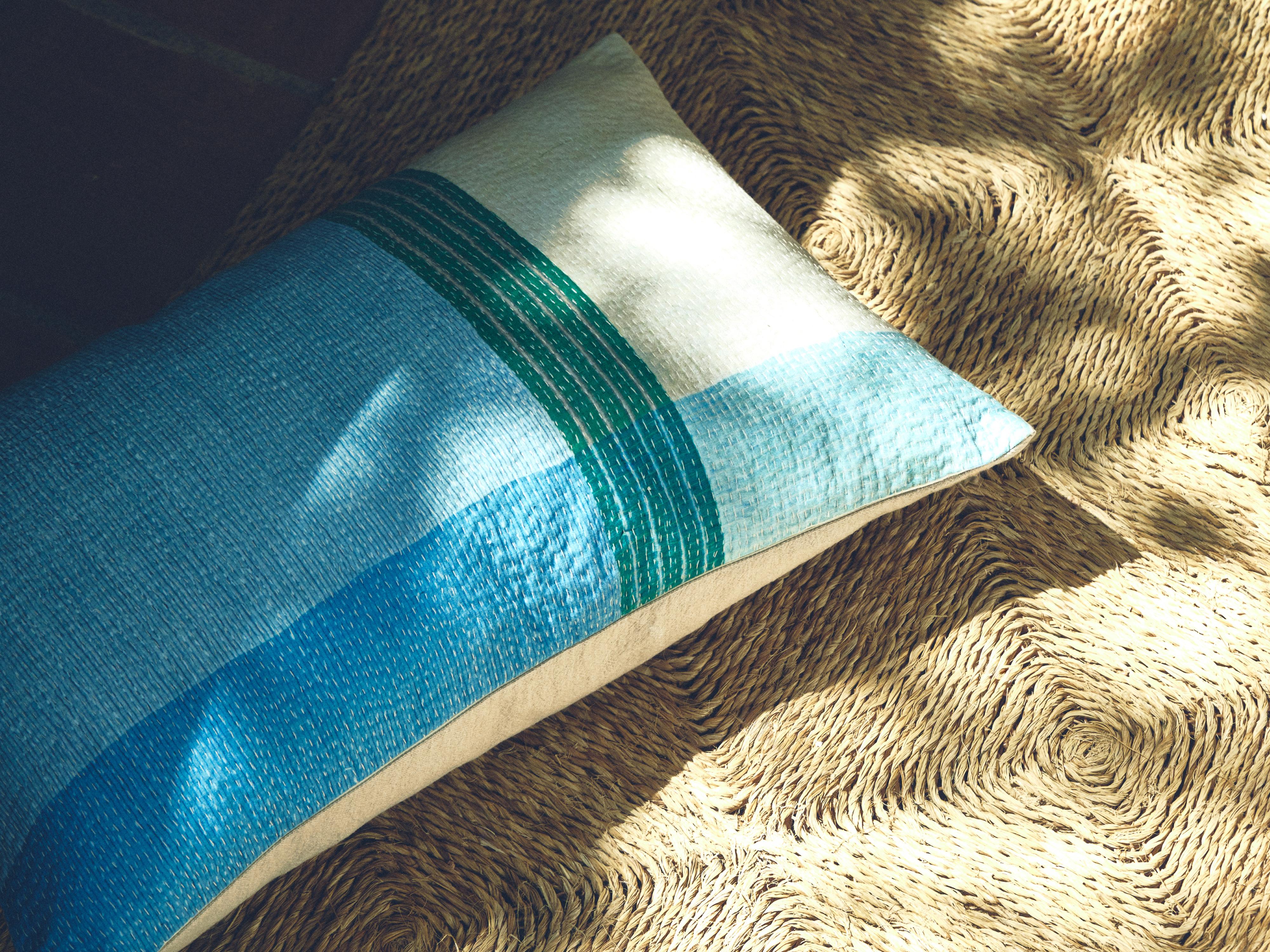 STRIPED CUSHION COVER — Sky blue