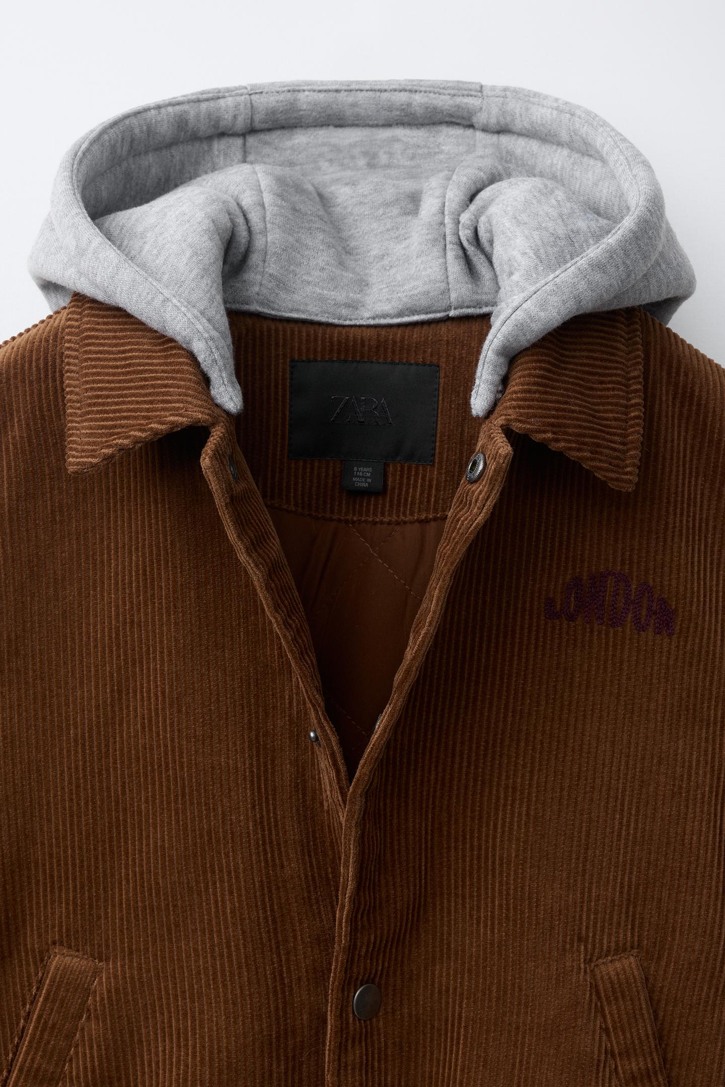 Детская куртка Zara Bomber with Detachable Hood, цвет: Коричневый — фото 8