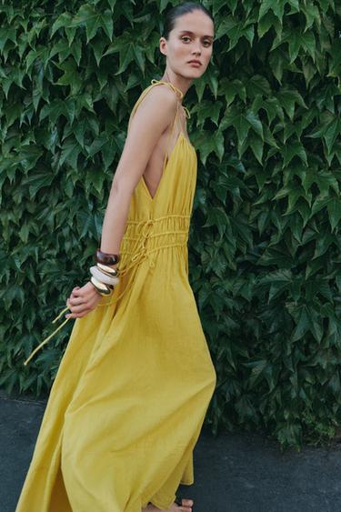 ZW COLLECTION LINEN BLEND DRESS - Yellow by Zara