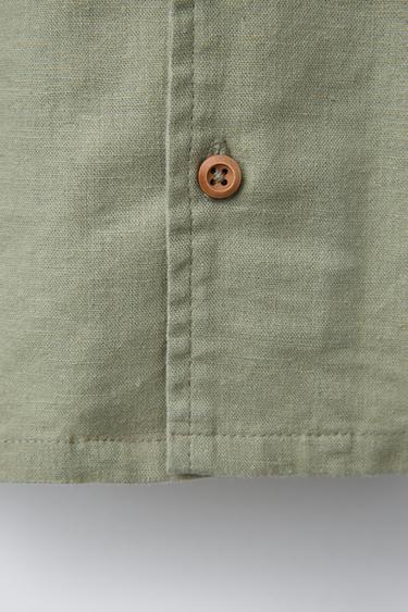 CHEMISE AVEC LIN ET COTON - Kaki de Zara - Image 3