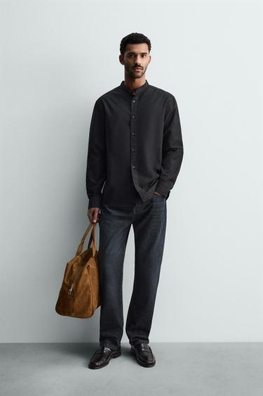 OXFORD SHIRT WITH STAND-UP COLLAR - Black by Zara