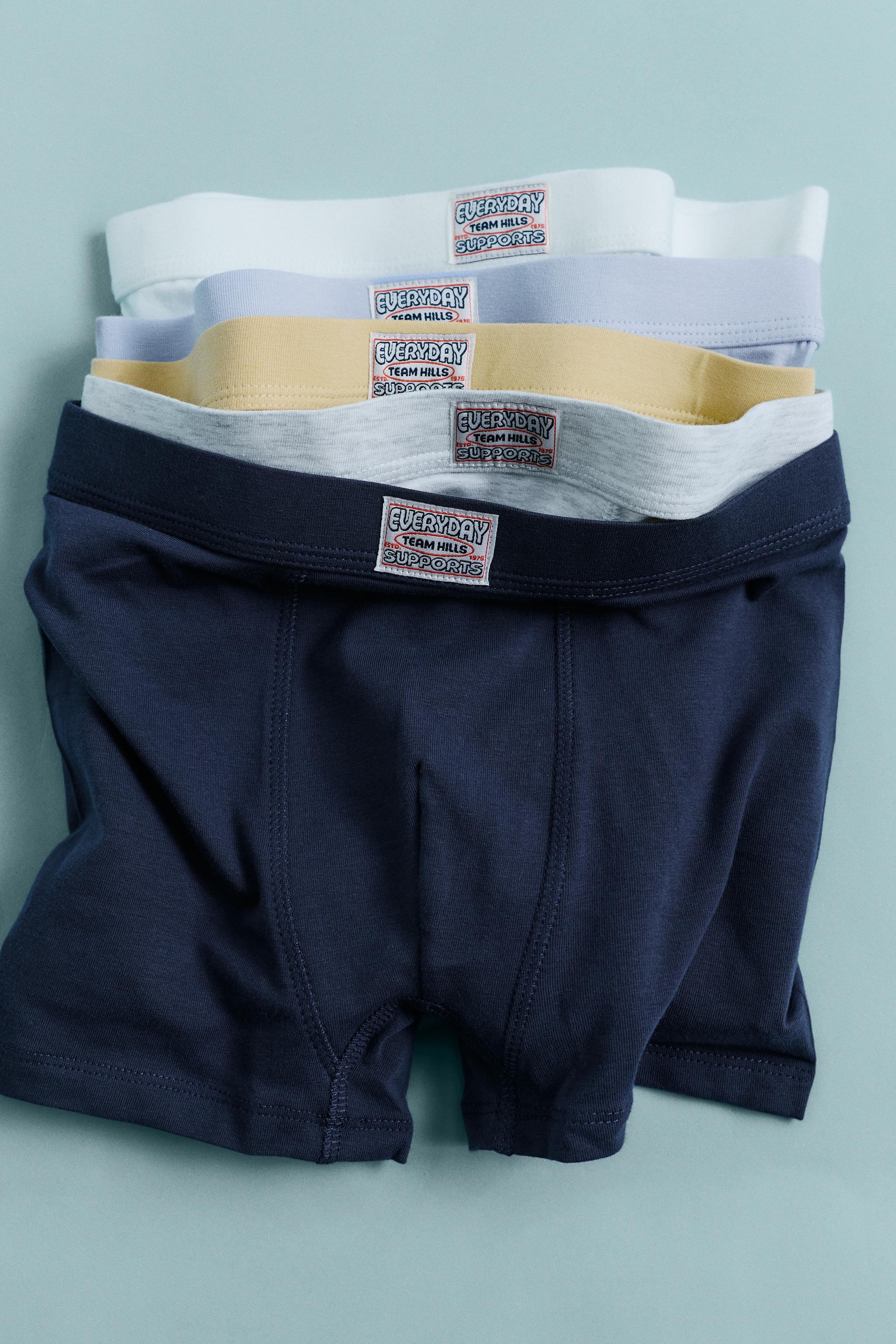 AGES 6-14 / FIVE-PACK OF LABEL BOXERS — Multicolored