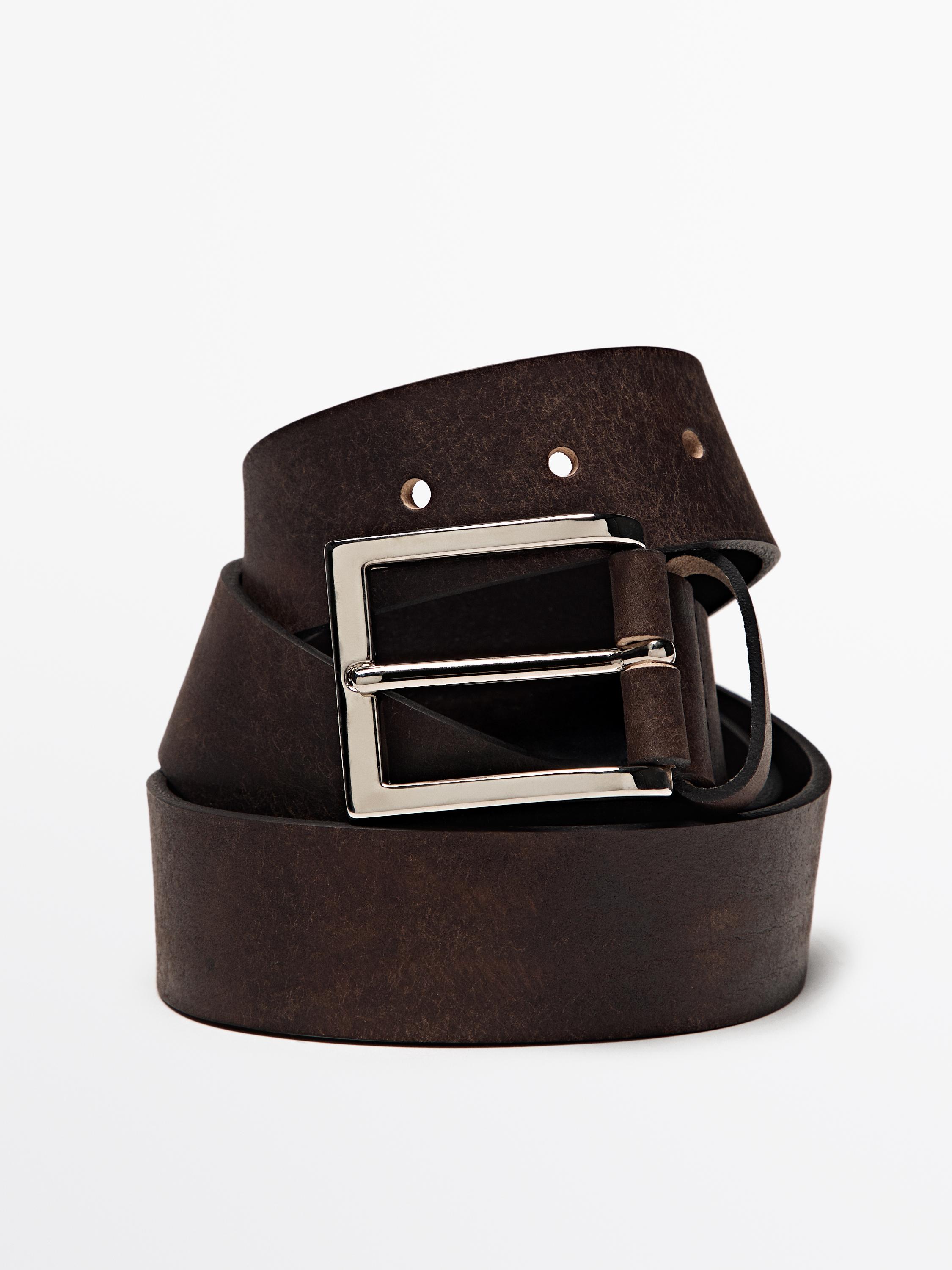 Distressed leather belt