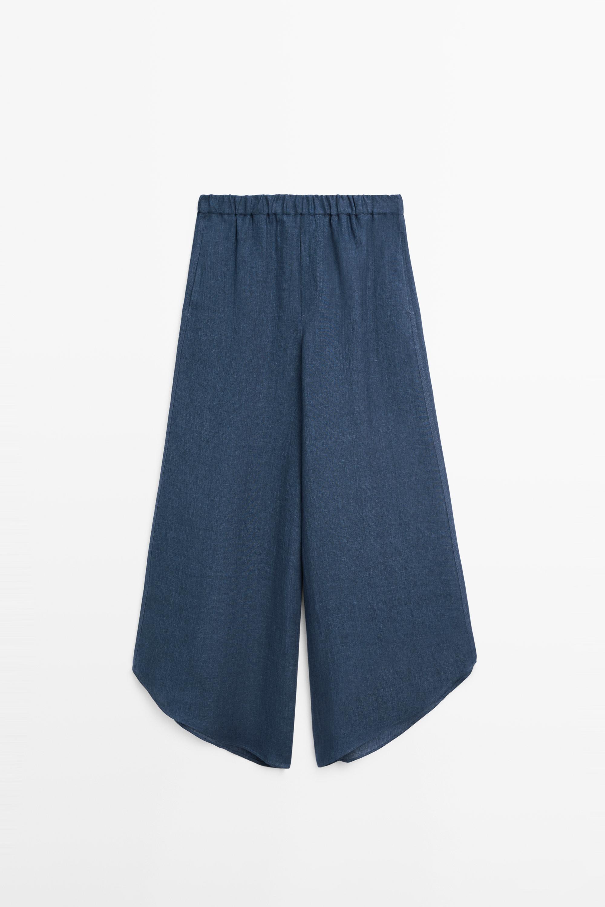 Total look linen trousers — Blue