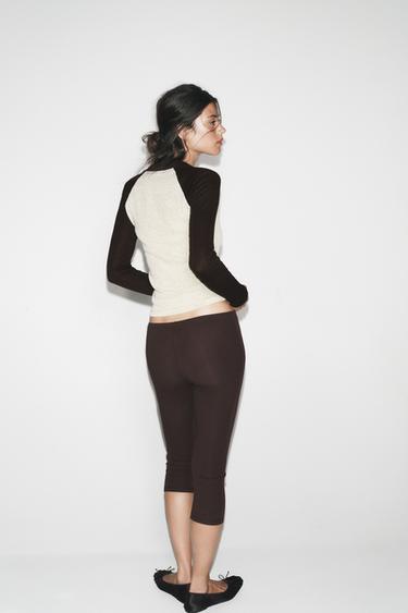 PANTALON CAPRI SANS COUTURE - Chocolat de Zara - Image 4