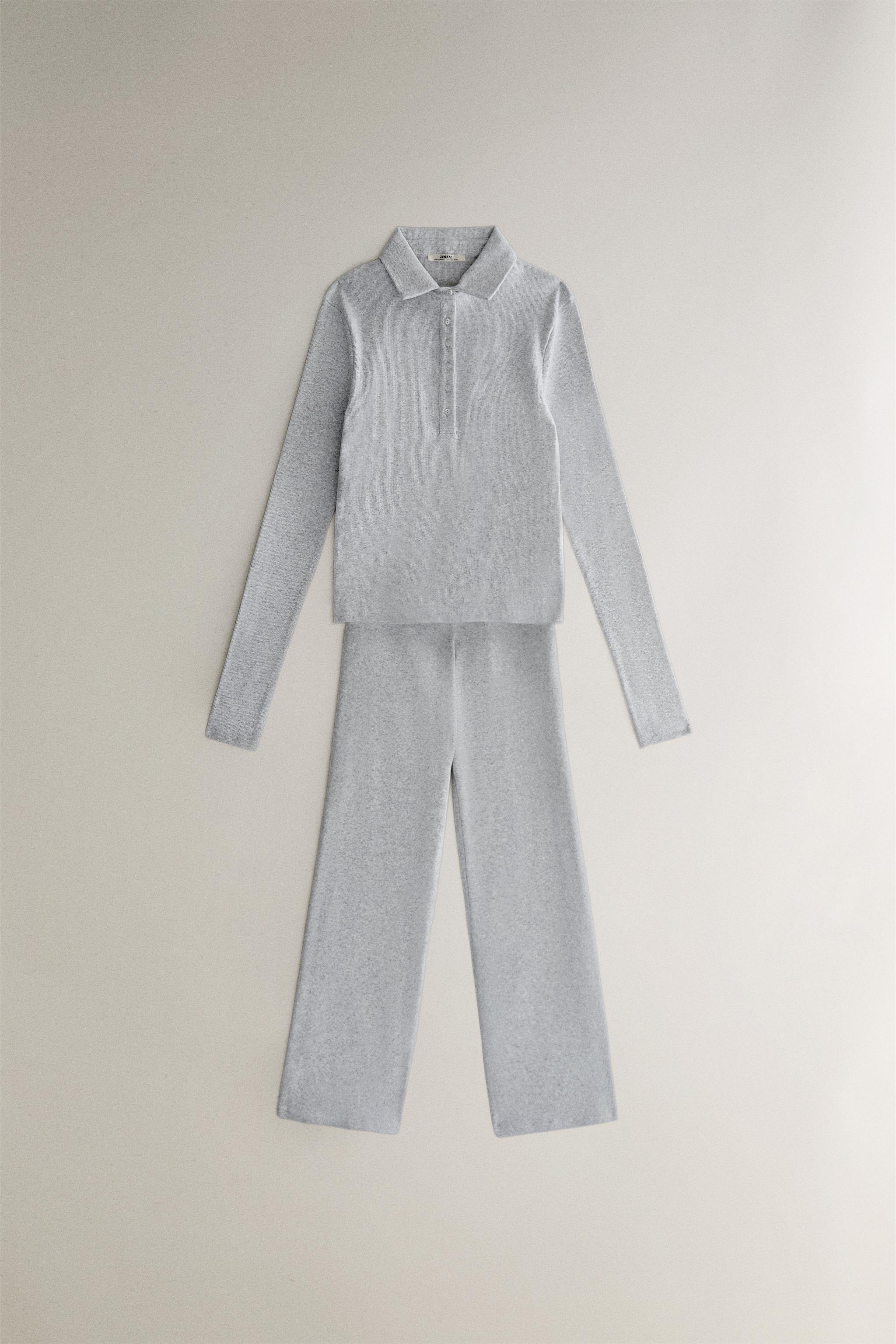 ZARA コンビニットポロシャツ ライトグレー ZARA コンビニットポロシャツ ライトグレー