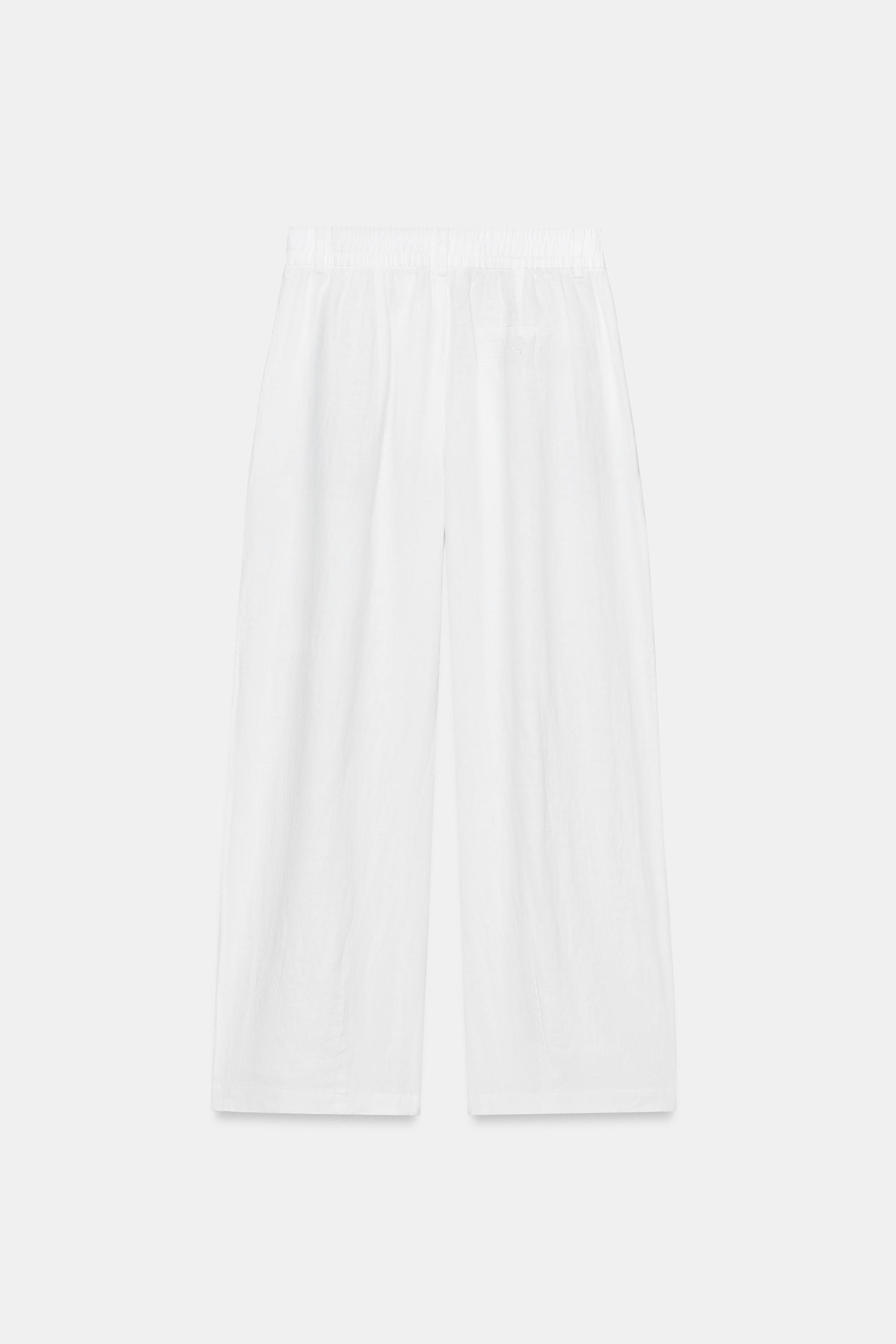 Zara ZW COLLECTION %100 KETEN PİLİLİ PANTOLON görsel 5