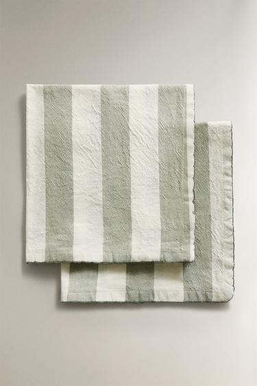 PACK OF DYED THREAD STRIPED NAPKINS (PACK OF 2) - Bluish by Zara