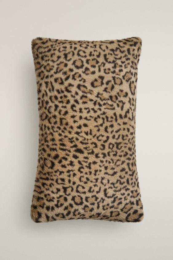 Zaras KUDDFODRAL FÖR PRYDNADSKUDDAR I PÄLS MED LEOPARDMÖNSTER - Leopard - Bild 0