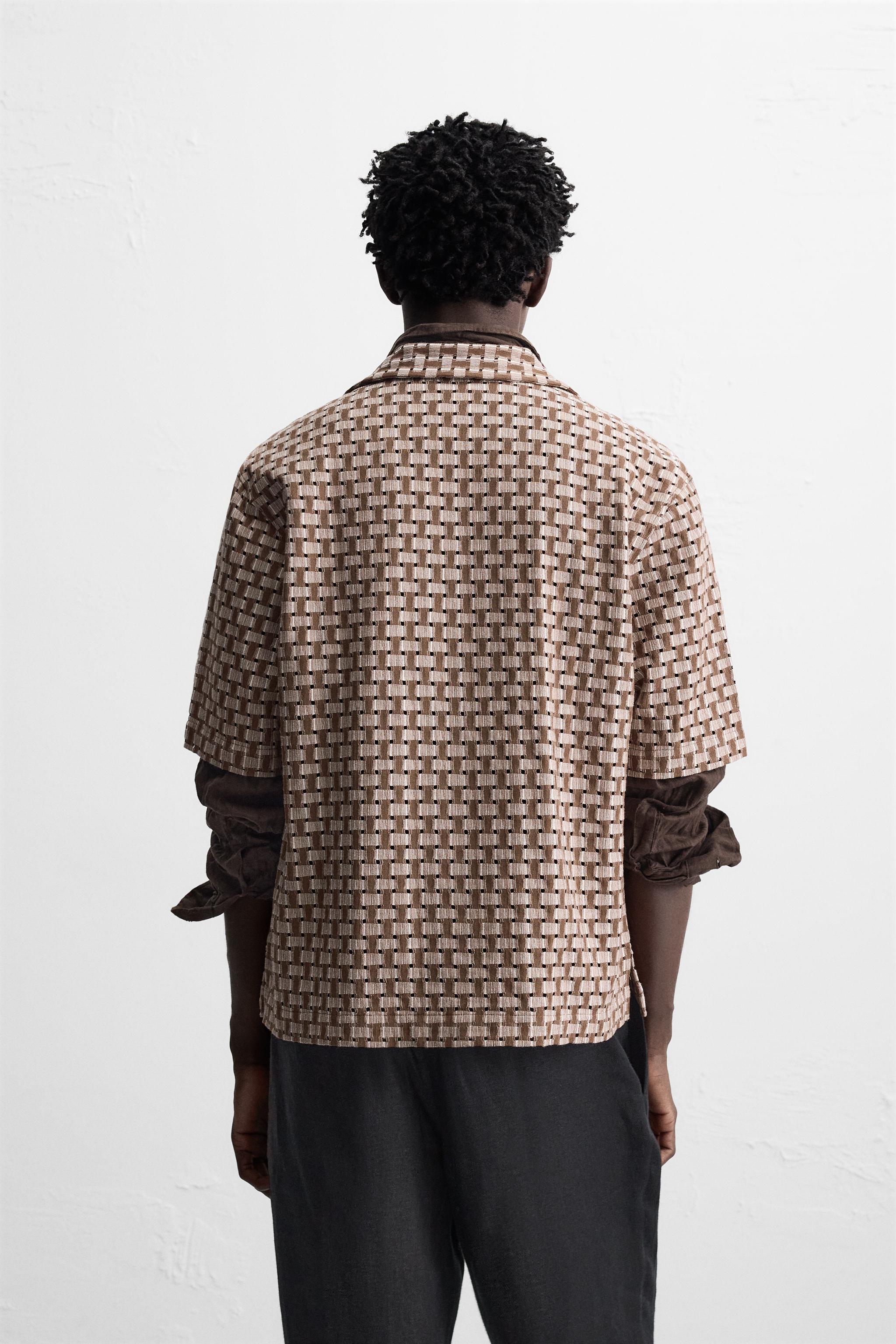 ［ZARA］オープン テクスチャー シャツ テクスチャー シャツ - ブラック | ZARA Japan / 日本