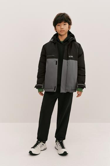 Zara COLOR BLOCK WATER REPELLENT JACKET - Black