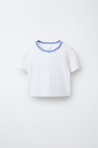 PACK CHEMISE À RAYURES AVEC T-SHIRT EN CÔTELÉ ET COL EN CONTRASTE - Bleu de Zara - Image 3