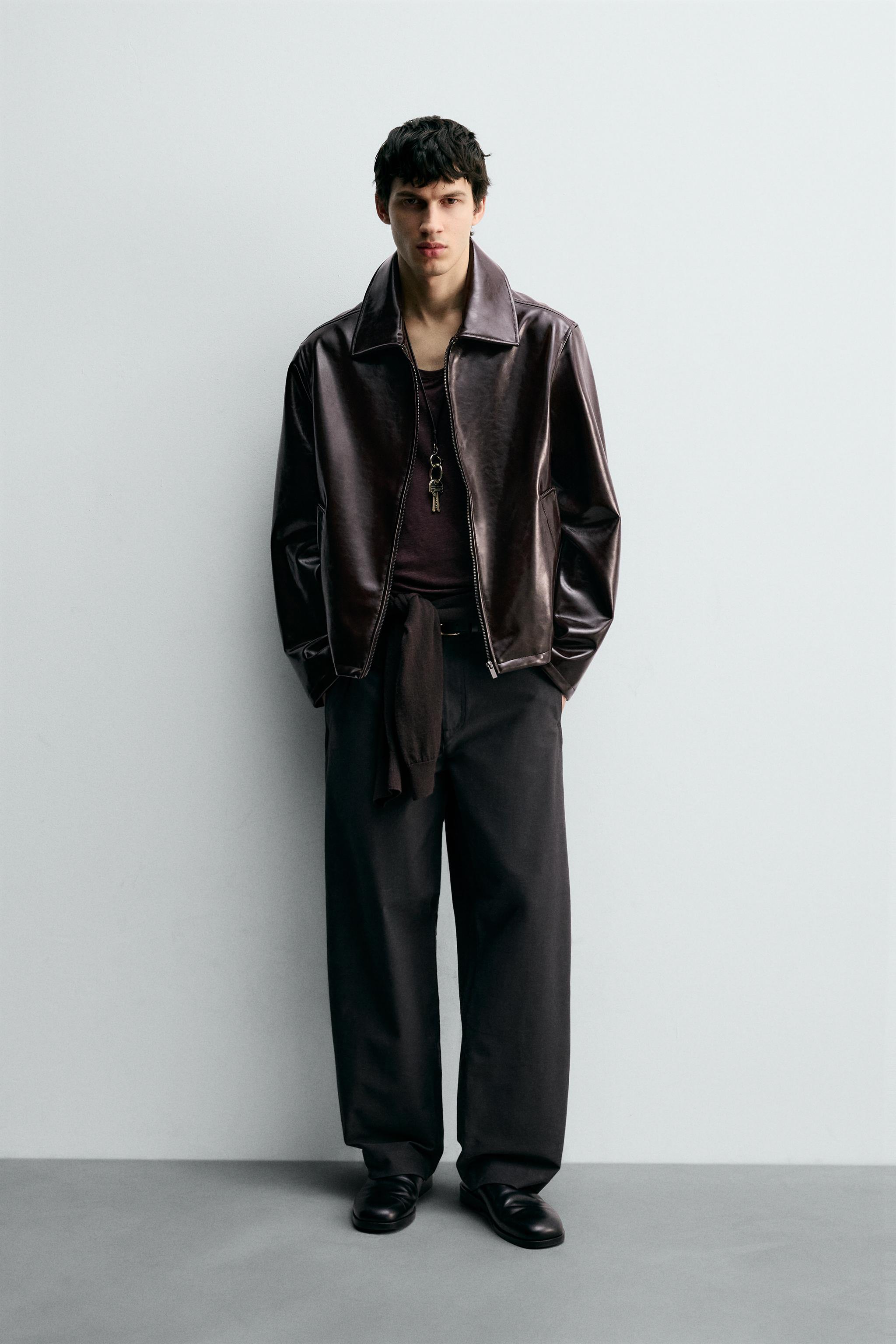 ジャケット・アウター rs0311 VINYL FINISH JACKET - Dark brown | ZARA United States