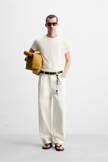 CAMISETA ALGODÓN - CÁÑAMO - Blanco roto de Zara - Imagen 0