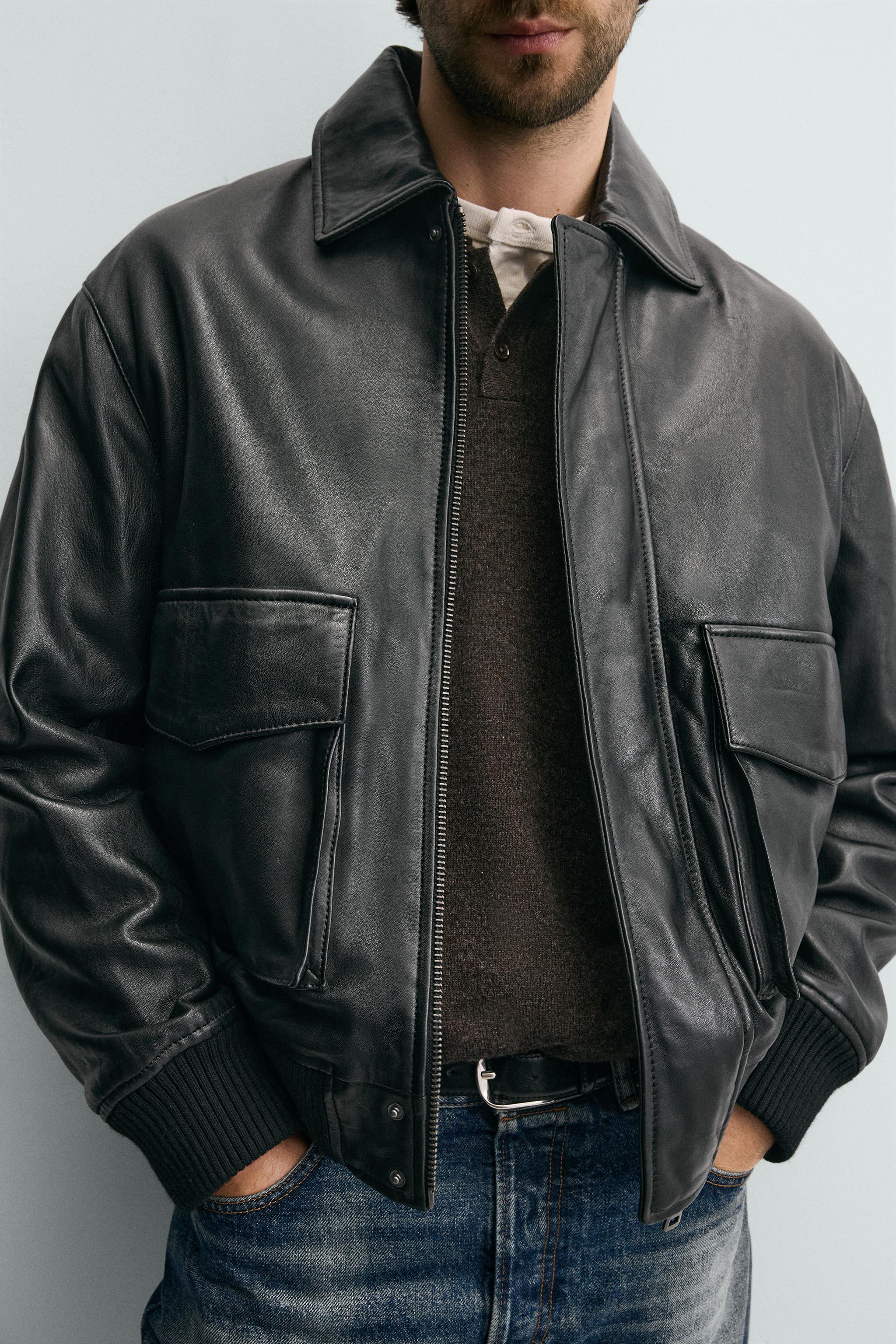 RELAXED FIT LEATHER JACKET
