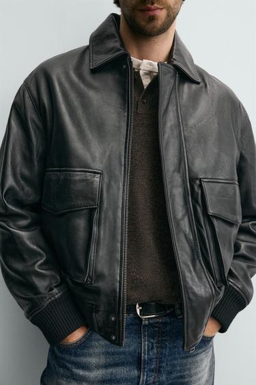 BLOUSON RELAXED FIT EN CUIR - Noir de Zara - Image 4