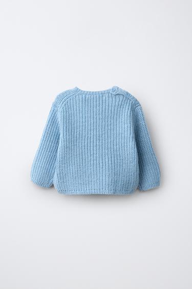 HOUSE EMBROIDERED PEARL KNIT SWEATER WITH WOOL — Light blue 2