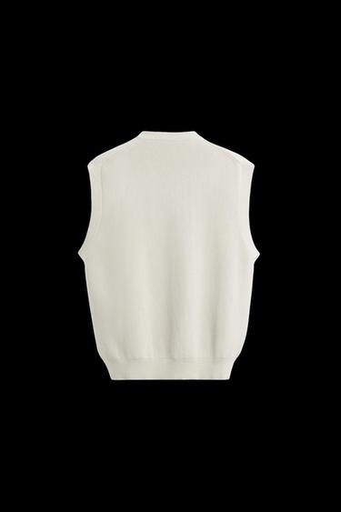 Zara COTTON KNIT VEST - Stone
