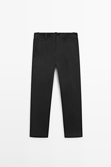 Cotton blend pants with waist detail — Black 1