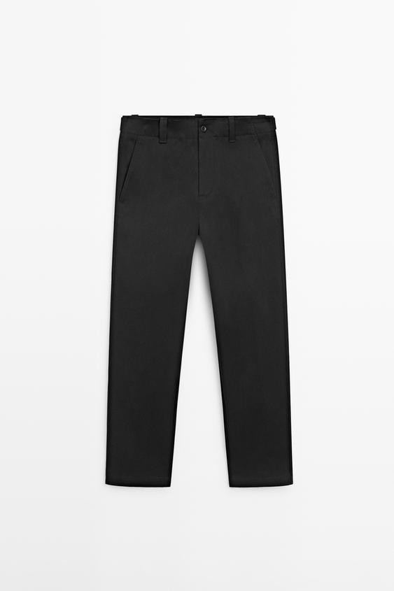 Zara Cotton blend pants with waist detail - Black - Image 0