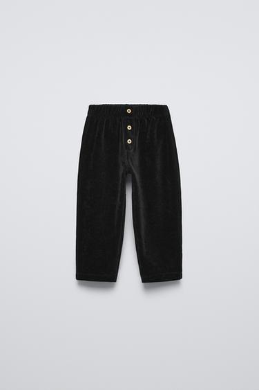 Zara FINE WALED CORDUROY PANTS - Black - Image 0