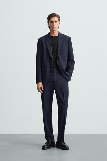 PANTALÓN TRAJE ESTRUCTURA - Marino de Zara - Imagen 0