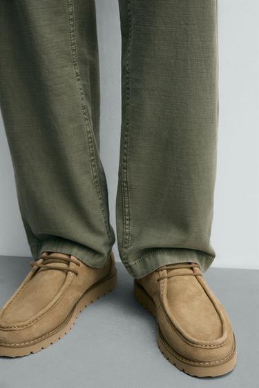 CHAUSSURES EN CUIR BORDÉES - Beige de Zara - Image 2
