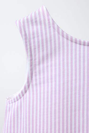 T-SHIRT À RAYURES AVEC PÉPLUM ET BIAIS EN CONTRASTE - Mauve clair de Zara - Image 1