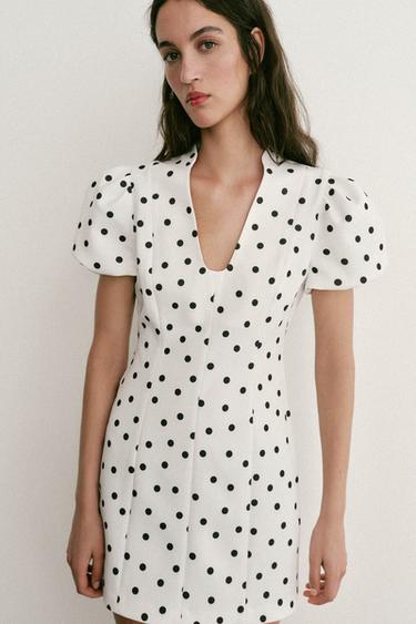 SHORT POLKA DOT DRESS - Black / White by Zara - Image 1