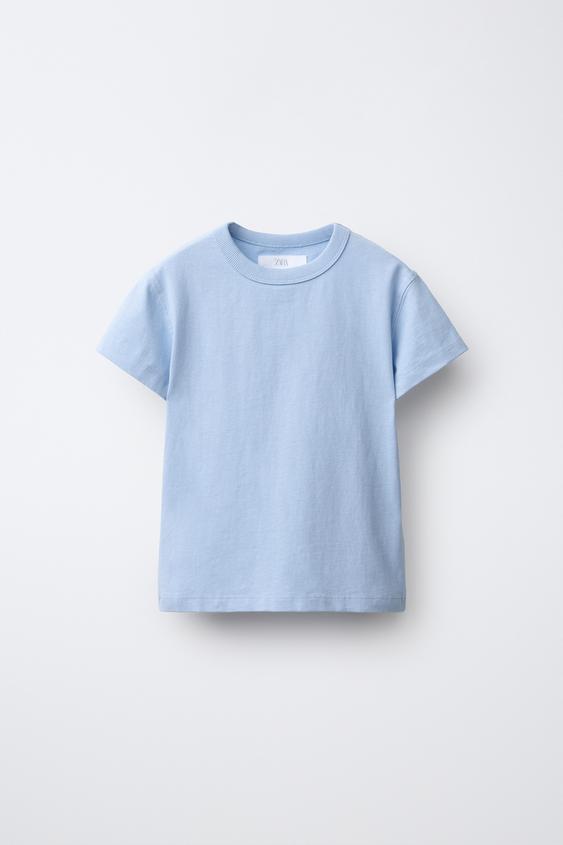 Zara PLAIN TEXTURED T-SHIRT - Light blue - Image 0