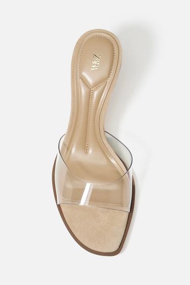 VINYL HIGH-HEEL SANDALS - Light beige by Zara