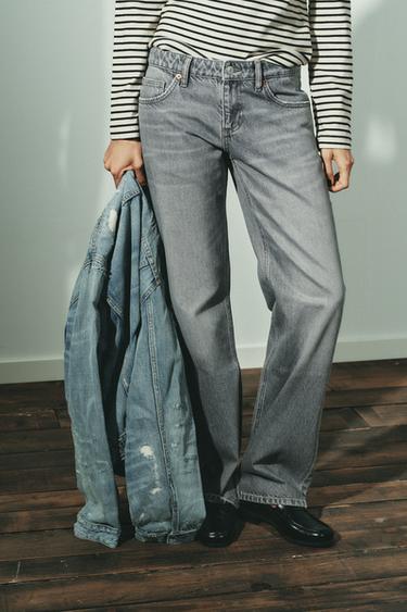 TRF WIDE-LEG LOW-RISE JEANS - Grey by Zara