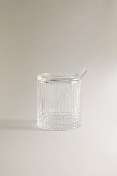 ZUCKERDOSE AUS GLAS MIT GEOMETRISCHEM RELIEF - 990 von Zara - Bild 0