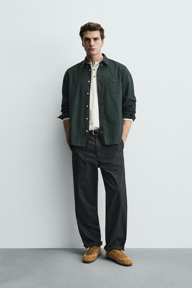REGULAR FIT OXFORD SHIRT - Bottle green by Zara - Image 0