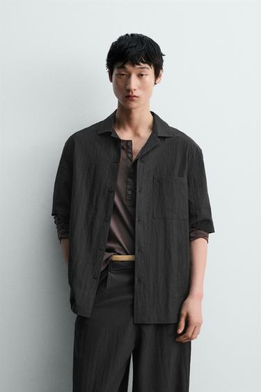 RELAXED FIT TEXTURED SHIRT - Black by Zara