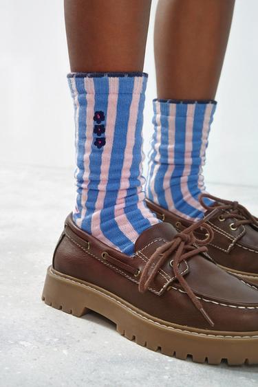 2-PACK OF STRIPED AND FLORAL SOCKS - Green by Zara