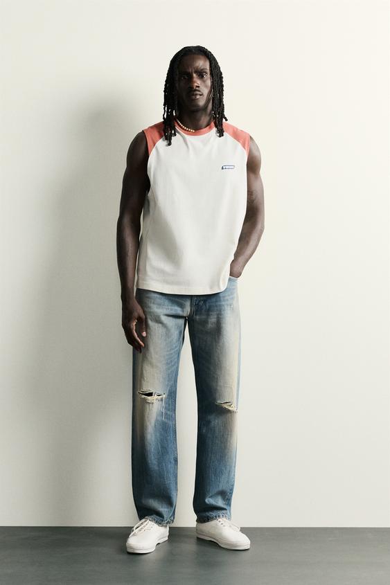 PUKAS SURF X ZARA COLOUR BLOCK TANK TOP - White / Red by Zara - Image 0