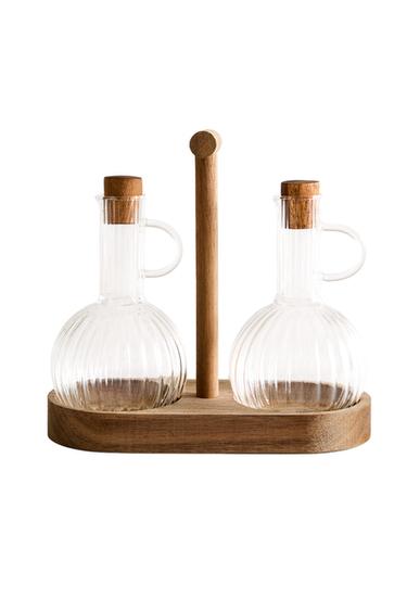 BOROSILICATE AND WOOD CRUET SET - Transparent by Zara