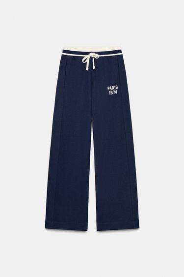 VARSITY TROUSERS - Navy blue by Zara