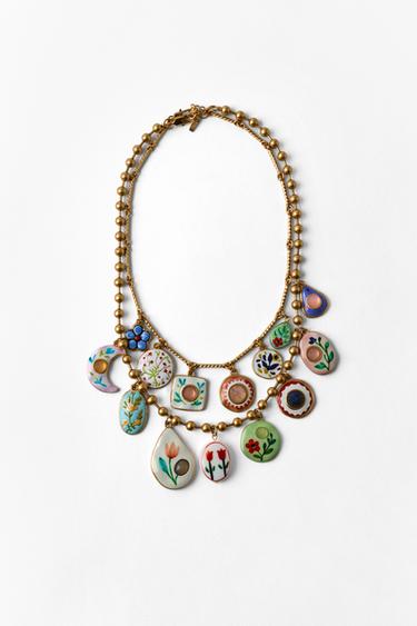 Zara PACK OF 2 RESIN CHARM NECKLACES - Golden