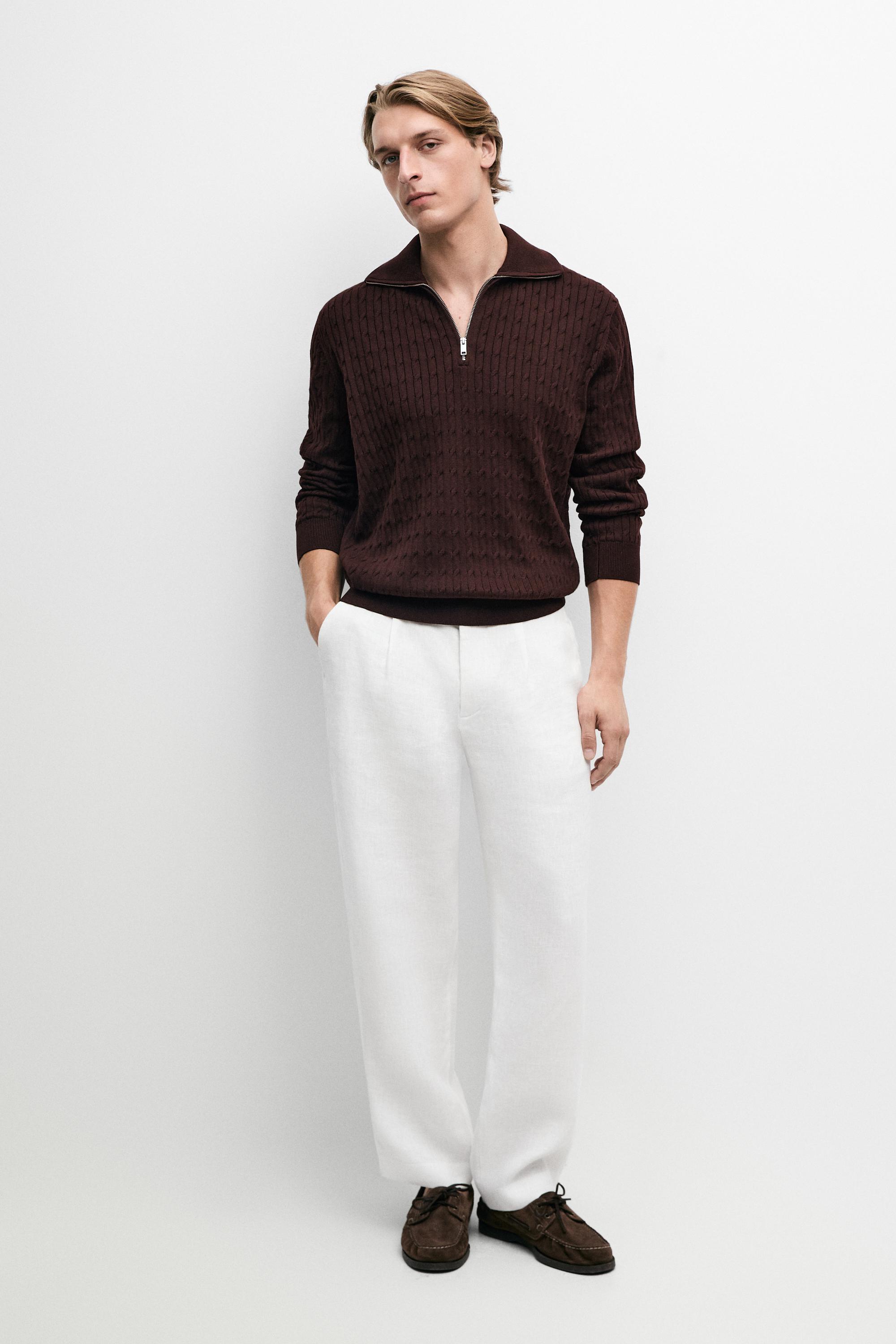 Mock neck knit zip sweater - Navy blue | ZARA United States