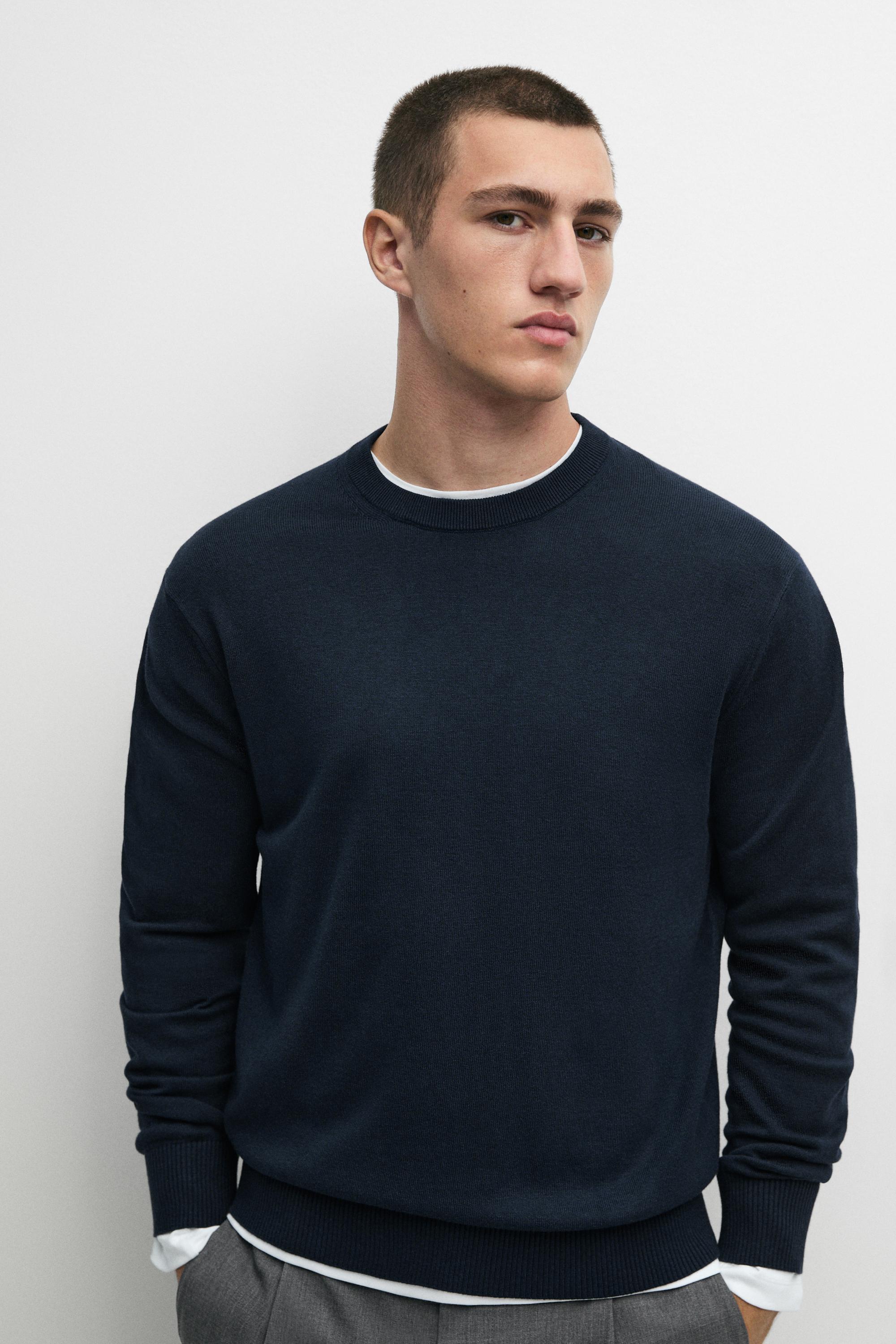 Cotton blend knit sweater