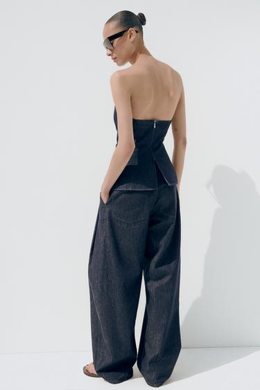 TRF DENIM TROUSERS WITH DARTS - Dark indigo by Zara - Image 3